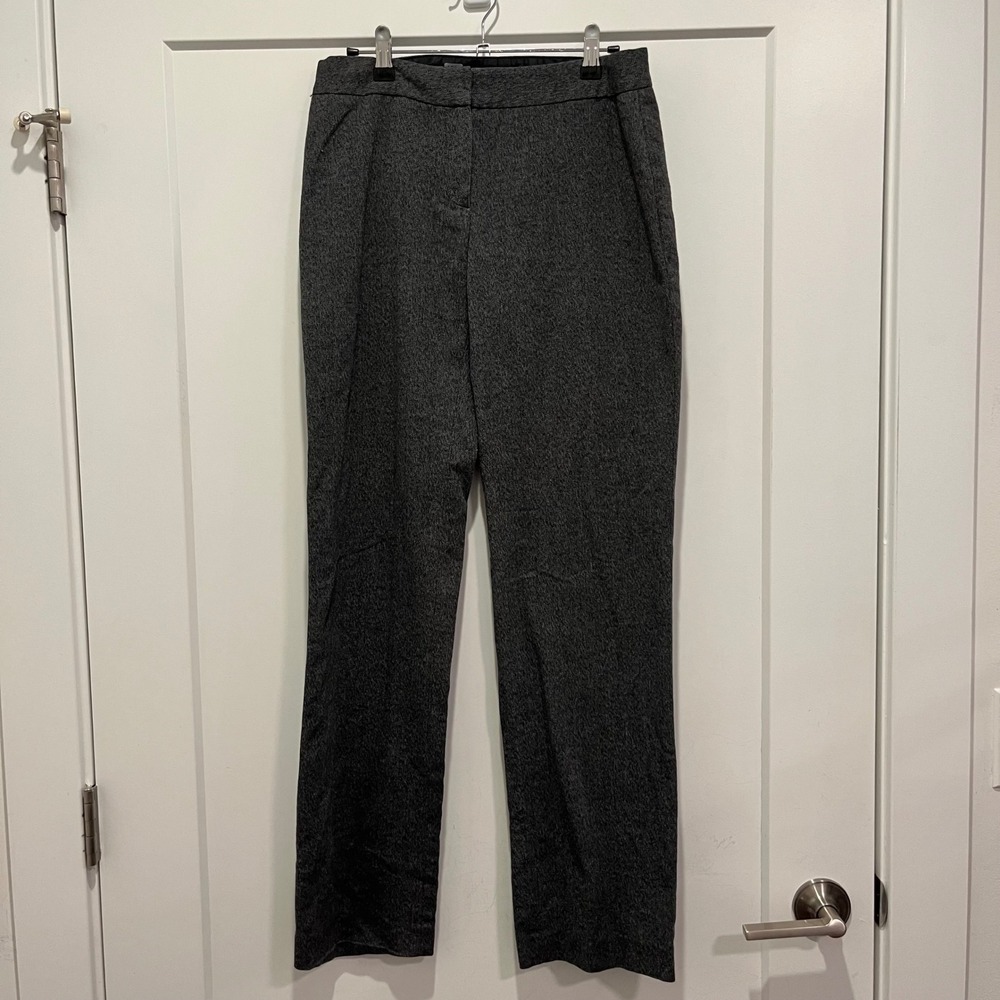 Tahari Womens Gray Herringbone Straight Leg Dress Pants Charcoal Size 4